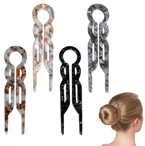 4 PCS French Hair Pins for Women, U Shaped Hairpins for Women, French Pin, Prestige Hair Pins Hairpin for Buns Suitable for Women's Thin Hairs Styling Fine Hairs Curly HaiRs Accessories