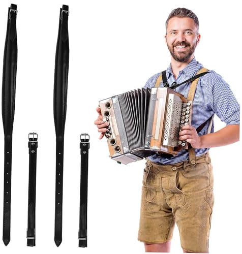 Alipis Correa de Acordeón Accesorio Cómodo y Fácil de Llevar de Cuero Negro Ajustable para Principiantes y Expertos para Instrumentos Musicales