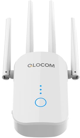 QLOCOM Wi-Fi Extender WLAN Repeater 1200Mbit/s Dualband mit 4 Antennens,Einfache Einrichtung hjpdkjghwsddcaa