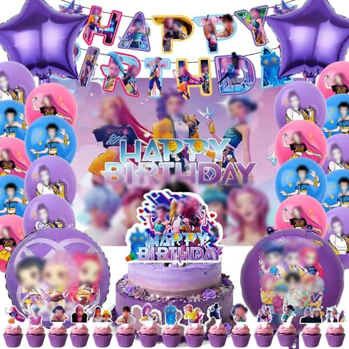 40 PCS Kit Compleanno Huntrs Bambini, Palloncini Decorazioni (C)