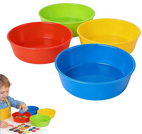 4 ciotole in plastica, colorate ciotole per il conteggio per l'apprendimento precoce della matematica, abilità motorie, esigenze speciali e giochi sensoriali