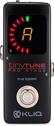 KLIQ TinyTune Pro Stage Tuner Pedal for Guitar and Bass with True Bypass Switching, Pitch Calibration and Flat Tuning (Power Supply Required)