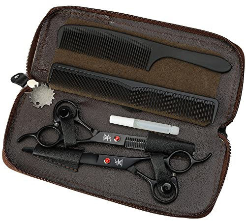 FOMALHAUT Forbici professionali per parrucchieri da 7 pollici in titanio nero, strumenti per parrucchieri, forbici da taglio e forbici da sfoltire