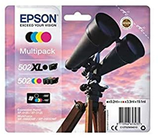 Epson Original 502 Tinte Fernglas Multipack 4-farbig schwarz XL, CMY Standard, XP-5100 XP-5105 XP-5150 XP-5155 WF-2860DWF WF-2865DWF WF-2880DWF WF-2885DWF, ReadyPrint Flex-Tintentarife