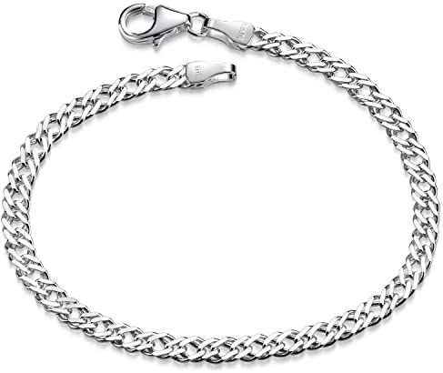 Materia Armband Silber 925 Damen - 17cm Panzerkette 4mm breit SA-136-17cm