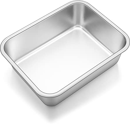 Joyfair Molde profundo para tartas, 100% acero inoxidable, molde rectangular profundo para tartas, gran sartén para brownies de lasaña, pastel asado, apto para horno y lavavajillas, 32x25x8 cm