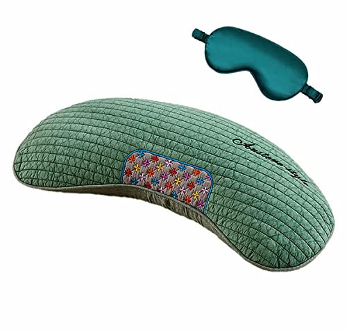 Premium-Buchweizenkissen, Buchweizenkissen mit Kissenbezug aus Baumwolle, Nackenrollenkissen mit Buchweizenschalen for Schlafunterstützung (Farbe : Grün, Größe : Bitter buckwheat)