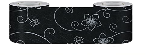 VisitRyl Bordure De Papier Peint Frise Murale Adhesive Bordure Papier Peint Frise Autocollante Pour Cuisine, Salle De Bains, Plafond, Salon, Chambre DéCoration Murale Motif Noir 12cm X 500cm