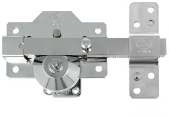 Amig - Cerrojo de Sobreponer con Cilindro Redondo y Pestillo Mod. 1PLUS - 105 x 170 mm - Cerradura de Seguridad para Puerta - Llave y Sistema Anti Bumping - Incluye 5 Llaves de Punto - Acero Plateado