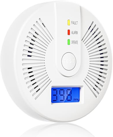 Kohlenmonoxid Melder mit LCD Anzeige 85dB Alarm CO Melder Kohlenmonoxidsensor Gasmelder Haus mit Prüftaste Batteriebetrieb(ohne Batterien)