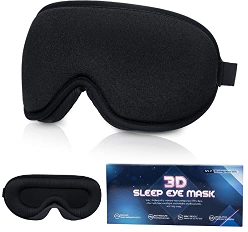 SUSNUAN Sleep Eye Mask, 3D Contoured Sleep Mask Light Blocking Sleep Mask for Women and Men, Soft and Comfortable Night Eye Blinder, Suitable for Travel, Lunch Breaks, Sleeping, Meditation, Black