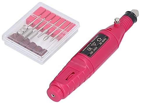 Torno para Uñas Pulidor de Uñas Eléctrico Mini Kit de Taladro de Archivo Manicura Pedicura Herramientas de Forma Herramientas de Cuidado de Uñas Portátil 100-240V 3000-18000RPM (Enchufe de la UE)