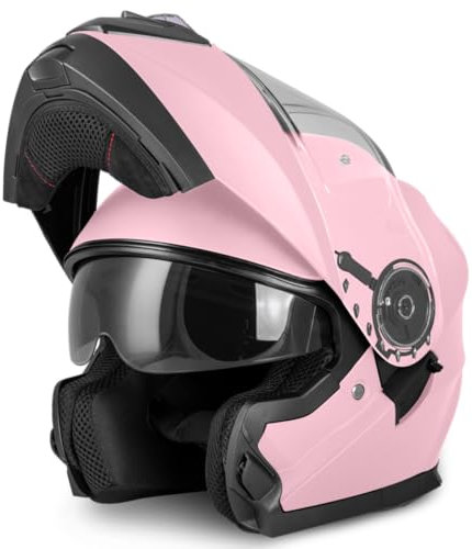 VINZ Santos Klapphelm mit Sonnenblende | ECE 22.06 & PINLOCK vorbereitet | Motorrad Helm Integralhelm | Motorradhelm Klappbar | In Gr. XS-XXL | Erhältlich Rosa