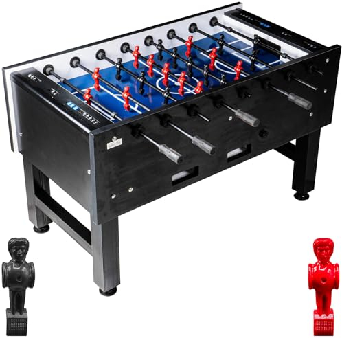 RAMROXX Fußball Tischkicker Turnier Fireball blaues Spielfeld Figuren Schwarz Rot 95kg