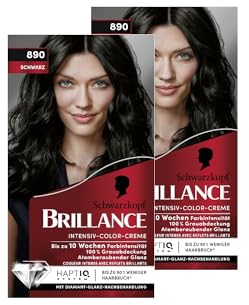 Brillance Intensiv-Color-Creme 890 Schwarz (2x 160 ml), dauerhafte Haarfarbe mit Diamant-Glanz und Pflege-Conditioner, für 10 Wochen Farbintensität