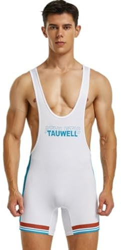 Wayonge Men's Wrestling Singlet Athletic Leotard for Active Wrestling or Workout Jumpsuits Men's Sleeveless Sport Bodysuit (TW9710-White,M)
