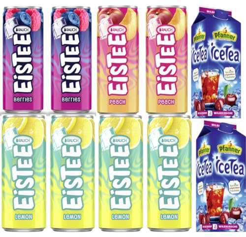 Mit Pufai Grocery, 330 Mililiter Eistee Lemon 4er, Eistee Pfirsich 2er, Eistee Berries 2er, Pfanner Ice Tea Eistee Wildkirsche 2000 milliliter x 2er