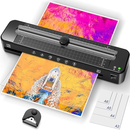 Raycial A3 Laminiergerät mit ABS-Anti-Stau-System, Laminiergerät mit 30 Blatt Laminierfolie für A3 A4 A5 A6 - Vielseitiges Kalt-Heißlaminiergerät für Büro, zu Hause und in der Schule