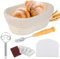 GMHLLES Banneton Proofing Basket Set,Sourdough Proving Basket Natural Rattan Oval Banneton Bowl for Bread Making Baking Fermentation with Dough Whisk Linen Liner Cloth Dough Scraper Bread Lame Blades