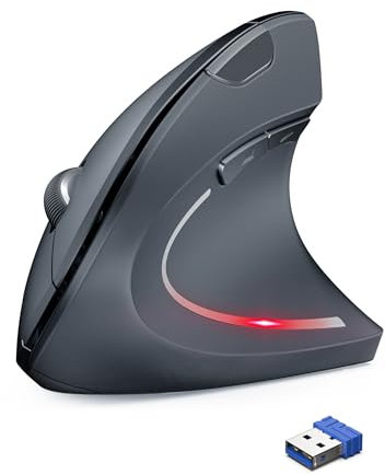 TechRise Ergonomische Maus, 2.4G Kabellose vertikale Maus - 4800 DPI optische leise mit 5 einstellbaren DPI, 6 Tasten für Windows, Mac, Chromebook, Linux, Notebook, Laptop, PC (Grau)