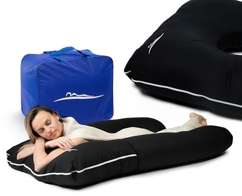 MKS Sidosovskudde med överdrag | Komfortkudde (100 x 150 cm) | Sovkudde | Sidosovskudde U-form | Ergonomiskt premium svalnande smygkudd (Bomull (Standard) / Svart)