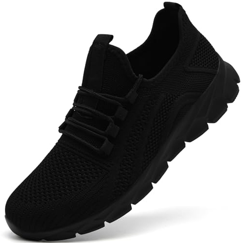 Trainers Men Black Gym Running Shoes Slip On Sneakers Black Mens Size 12