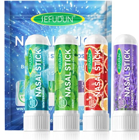 4 Pack Nasal Stick,Inhalierstift Für Die Nase,Sofortige Erleichterung | Schnelle Hilfe Von Einer Verstopften Nase,Verbessert Die Atmung Und Steigert Den Fokus,Ideal Für Arbeit,Reise