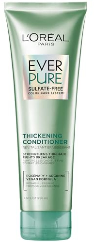 L'Oreal Paris Thickening Sulfate Free Conditioner, Thickens + Strengthens Thin, Fragile Hair, Hair Care with Rosemary Leaf, EverPure, 8.5 Fl Oz (Packaging May Vary)