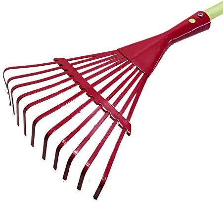 Kinder Gartengeräte Kindergartengeräte 1 von 8, Kinder Garten Werkzeuge Geräte Schaufel, Besen, Rechen, Laubbesen, Harke, Grubber, Doppelhacke, Spaten, Metall mit Holzstiel (Rechen rot)