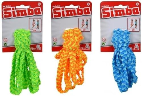Simba 107302048 - Soft Hüpfgummi, 3-fach sortiert, es wird nur ein Artikel geliefert, mit breitem Band, schneidet nicht ein, Länge 3 Meter, Gespannte Doppellänge 6 Meter, ab 5 Jahre