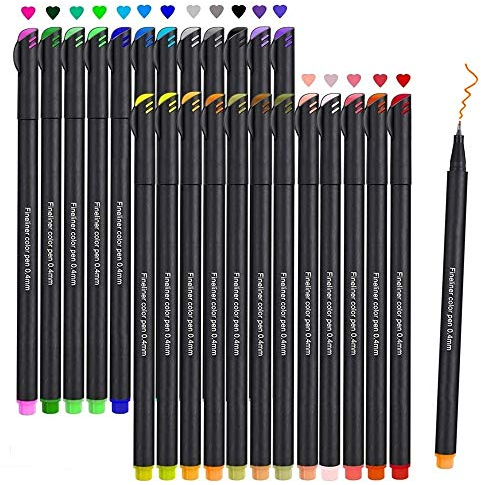 Fineliner Stifte, Beupro 24 Farben Fineliner Set Pigment Liner Set — Feine Filzstifte 0.4mm Spitze, Ideal für Kalligraphie, zum Präzisionszeichnen, Schreiben, Malen für Erwachsene, Comics, Mang