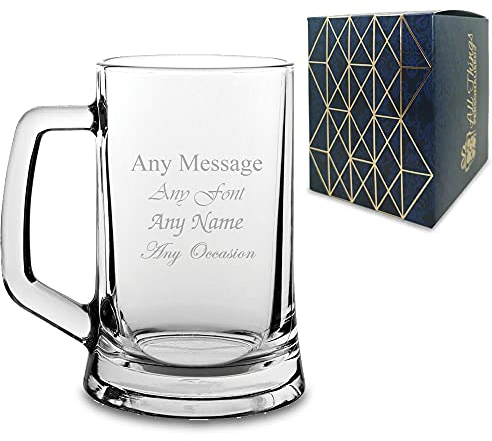 Personalised Engraved Extra Large Pint Tankard Beer Mug, Measures Over 1 Pint, Arrives Gift Boxed, Personalise with Any Message