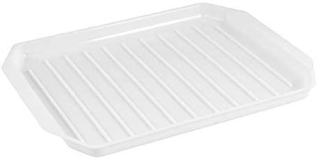 MantraRaj Microwave Bacon & Meat Heating Plate Rack Ribbed to Drain Fat Dishwasher Safe Cooking Breakfast Meat Ribbed for Fat Drain Defrosting Meals Frozen Food
