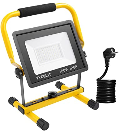 wowspeed Foco de Trabajo LED, 100W 10000LM Foco LED Portátil,6500K Blanco frio foco LED,Luz de Trabajo LED con Cable de 3M,IP65 Impermeable Foco LED Exterior para Obras, Jardines,Patio,Taller