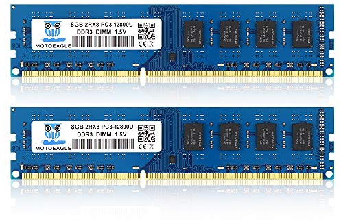 16GB Kit DDR3-1600 UDIMM 8GBx2 PC3 12800 1.5V CL11 2Rx8 PC3 12800U 240-Pin DDR3 1600MHz Non-ECC Dual Rank Desktop Memoria RAM