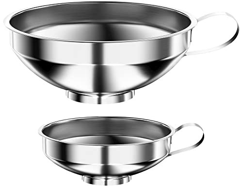 Gvolatee 2 Pezzi Imbuto in Acciaio Inox Imbuto Marmellata con Manico da Cucina per marmellata e Fagioli Olio da Cucina Liquido e Polvere