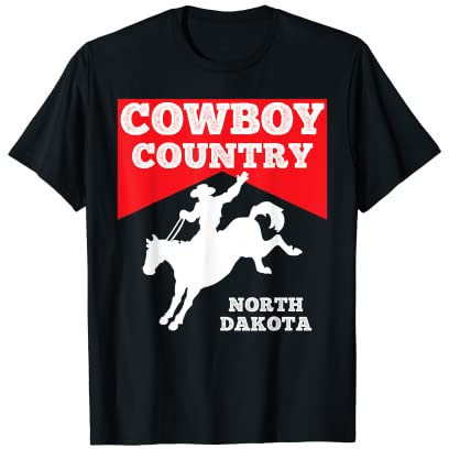Herren North Dakota Cowboy Country Reitbekleidung Rodeo T-Shirt