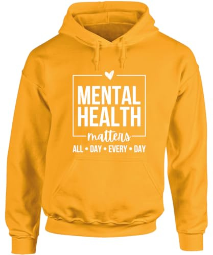 Hippowarehouse mental health matters all day every day unisex Hoodie hooded top XXL adult Mustard