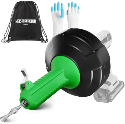 MEISTERFKTUR Pipe Cleaning Spiral [7.5 m] - Automatic Feed - Ideal Drain Spiral for Environmentally Friendly Pipe Cleaning - Sturdy Pipe Spiral for Real DIY People (7.5 m - 0.64 cm)