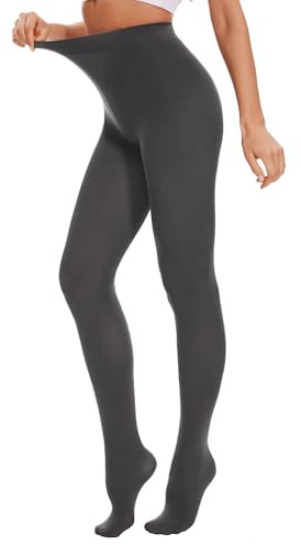DUCMODA Collant Femme Taille Haute 80 denier Doux Semi Opaque Extensible gris foncé l