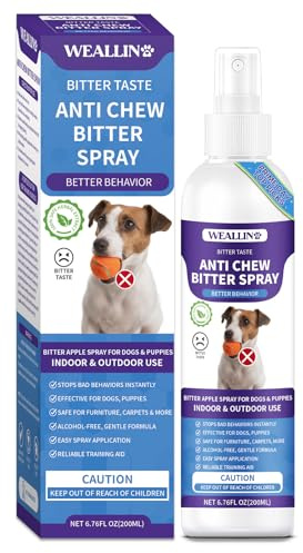 WEALLIN Anti-Mordillage Spray, 200ml Anti-Mastication Spray, Spray Amer pour Chiens, Bitter Spray Meubles avec Douleur Amère pour Intérieur et Extérieur