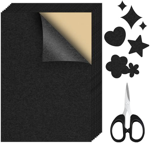 Prebarfun 20PCS Self Adhesive Felt Sheets & 1 Scissors, 0.8mm Sticky Back Felt (21x30cm), Self Adhesive Fabric for Art & Crafts, Jewelry Box Liner & Soft Velvet Drawer Liner