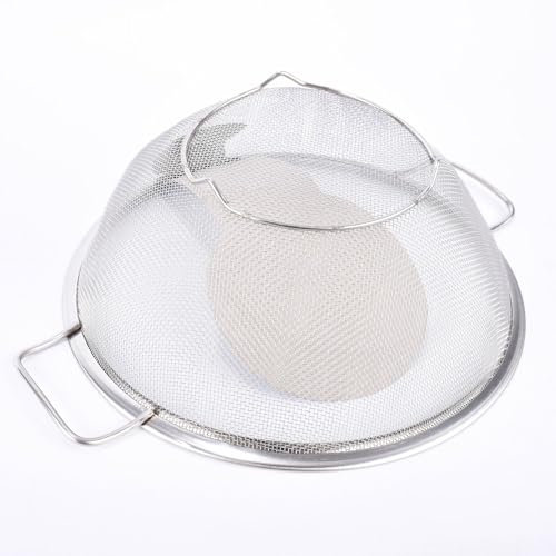 SEABABOO Edelstahl Küchensieb Durchmesser 26 cm Küche Abtropfsieb Edelstahlsieb Mit Stabilem Griff Sieb Mit Schwerlastgriffen Und Ringsockel Küchensiebe für Nudeln Obst Gemüse (Silber, 26 CM)