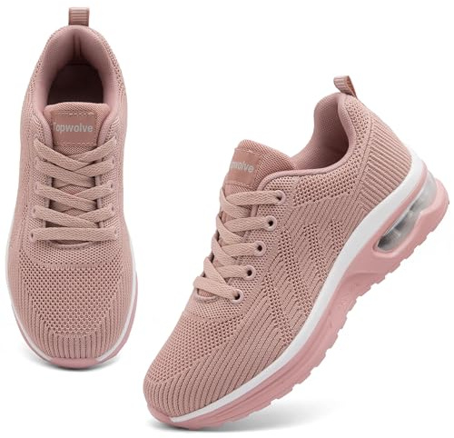 Topwolve Running Shoes Women's Cushion Walking Trainers Lightweight Breathable Mesh Athletic Sneakers Ladies Sports Tennis Shoes,Light Pink,5.5 UK
