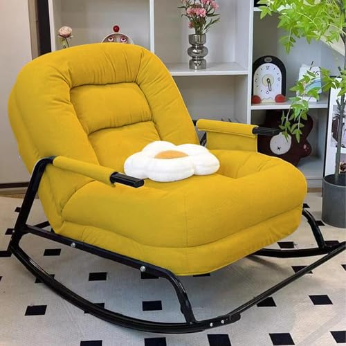 Sedia a dondolo per bambini, poltrona imbottita con schienale regolabile, adatta per soggiorno, camera da letto e ufficio Yellow