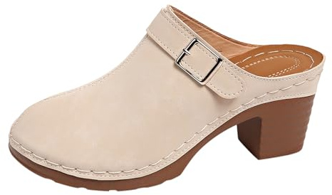 Sandales Femme Été Confortable Bout Fermé - Chaussures Femme Talon Bloc | Grande Taille Mules Orthopédique Chaussure Retro Vintage Sandalette À Enfiler Mule De Marche Unie Sandalette