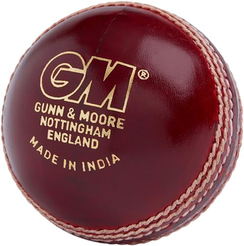 Gunn & Moore GM | Cricket Ball | Icon Grade 1 League Match | Hand Stitched Waxed Leather 72-75 Seam Stitches | Mens | 5.5-5.75 Ounces | Red