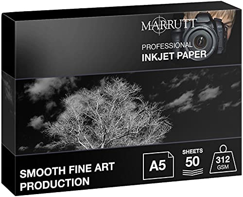 Marrutt 312gsm Smooth Fine Art Production Inkjet Photo Paper - A5, 50 Sheets