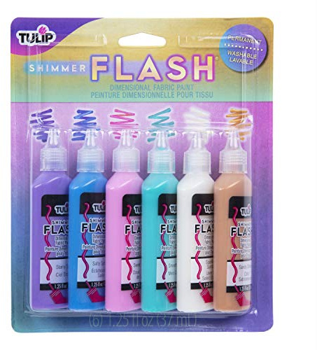 Tulip Dimensional Fabric Paint Shimmer Flash 6pcs, 37 ml (Pack of 6)
