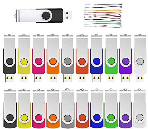 USB Stick 4GB 20 Stück, ABLAZE High Speed USB 2.0 Speicherstick Mehrfarbig Swivel Metall Memory Sticks 4 GB Flash Drive(Mehrfarbig, 20er Pack)